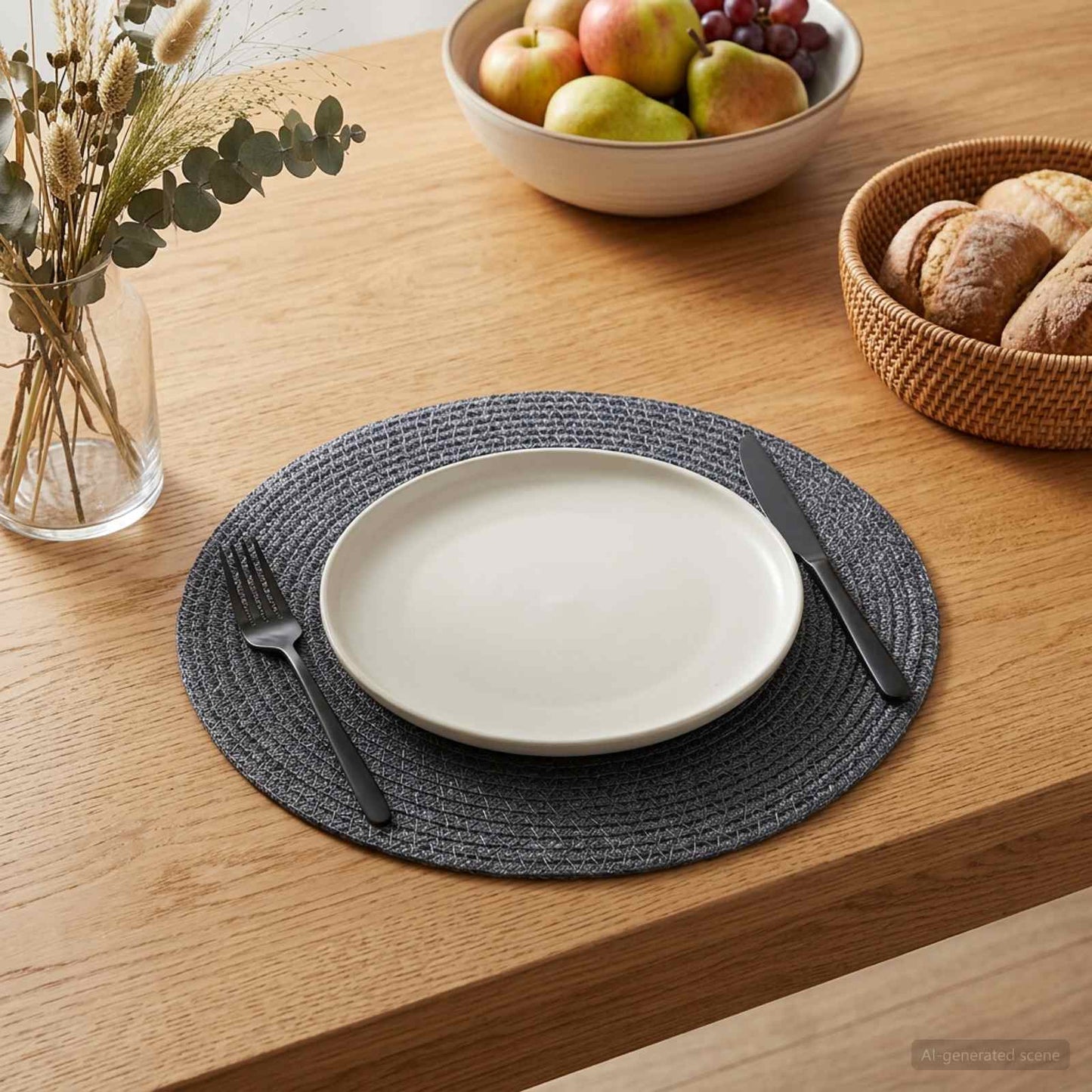 vidaXL Jute Placemets 6 pcs Dark grey 100% Tossa Jute