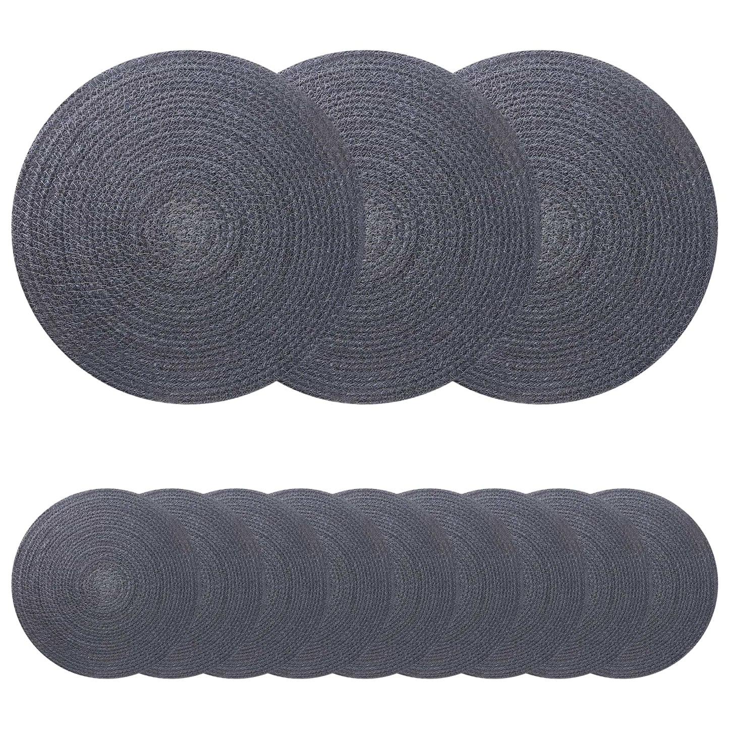 vidaXL Jute Placemets 12 pcs Dark grey 100% Tossa Jute