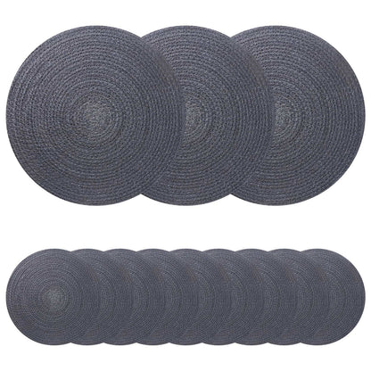 vidaXL Jute Placemets 12 pcs Dark grey 100% Tossa Jute