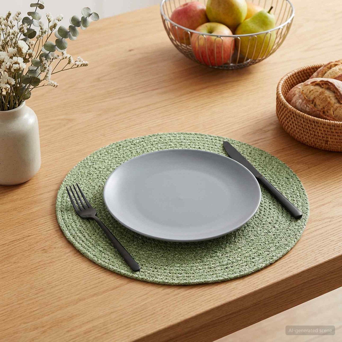 vidaXL Jute Placemets 4 pcs Olive green 100% Tossa Jute