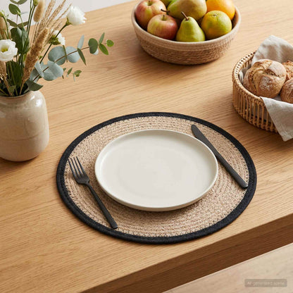 vidaXL Jute Placemets 12 pcs Natural and Black 100% Tossa Jute