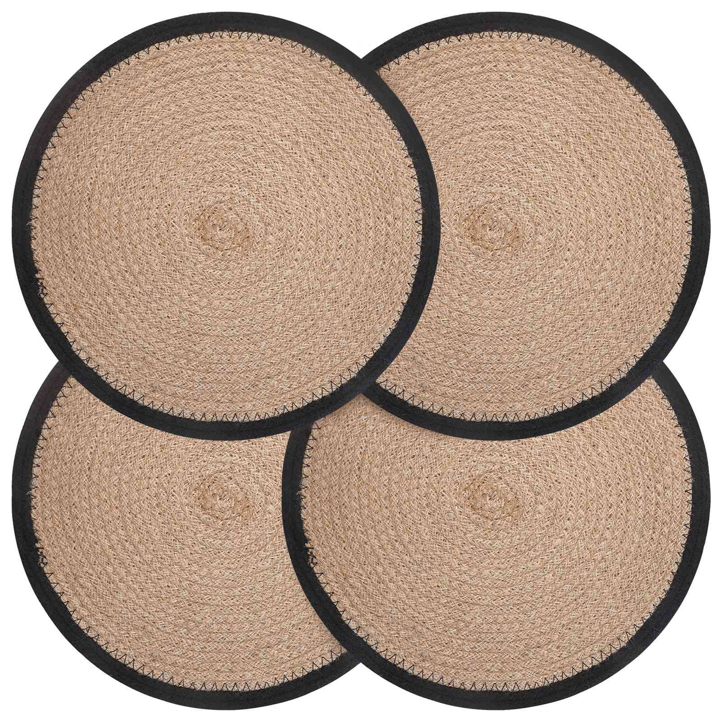 vidaXL Jute Placemets 4 pcs Natural and Black 100% Tossa Jute