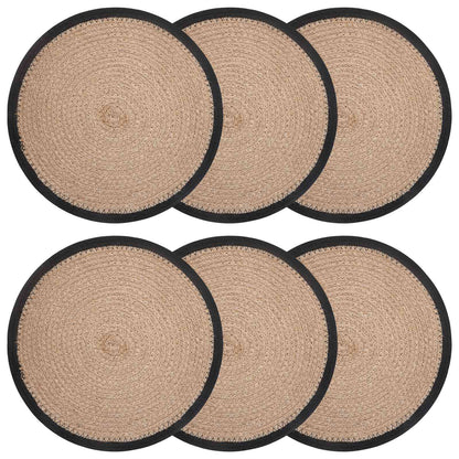 vidaXL Jute Placemets 6 pcs Natural and Black 100% Tossa Jute