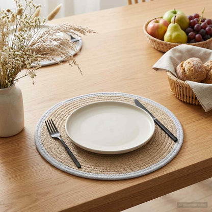 vidaXL Jute Placemets 12 pcs Natural and White 100% Tossa Jute