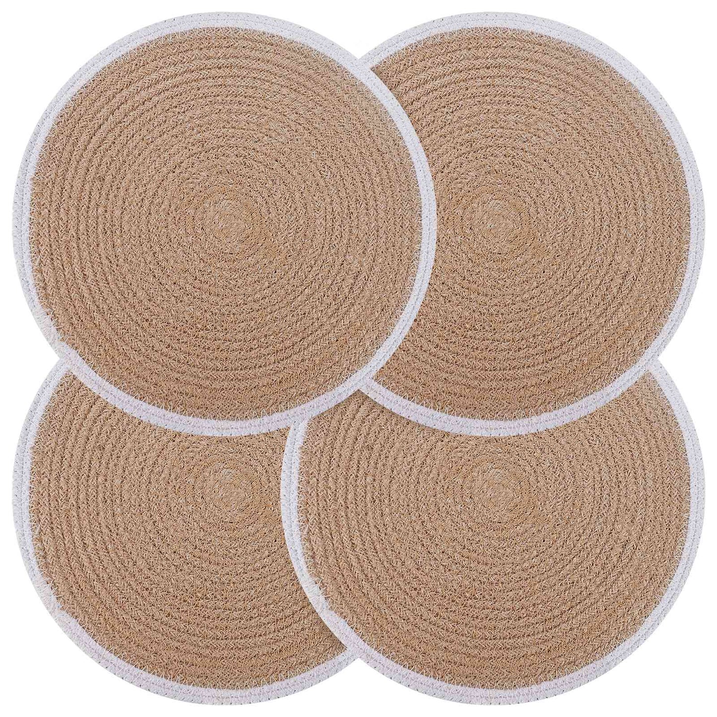 vidaXL Jute Placemets 4 pcs Natural and White 100% Tossa Jute