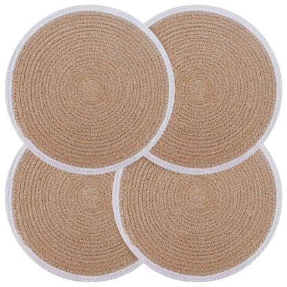 vidaXL Jute Placemets 4 pcs Natural and White 100% Tossa Jute