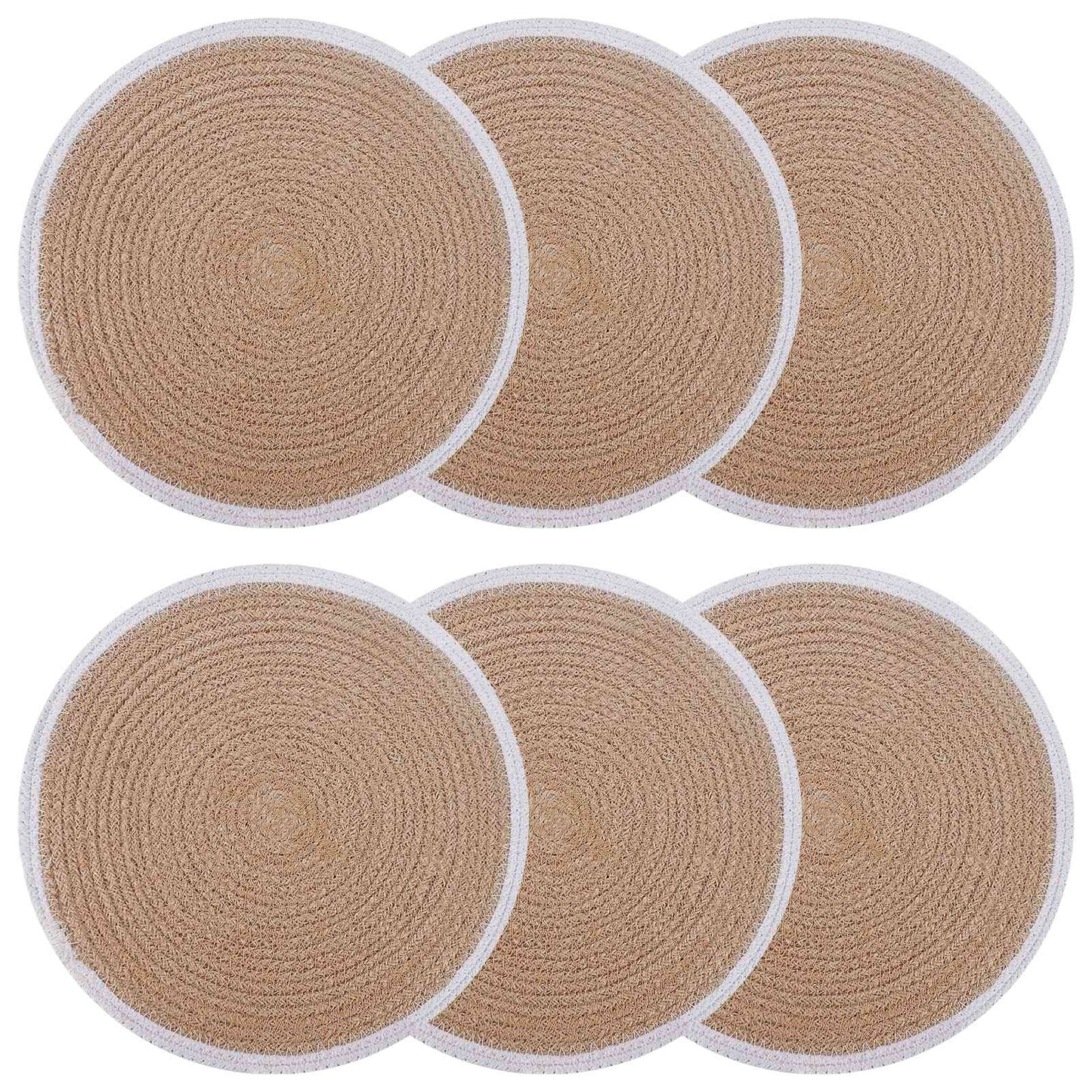 vidaXL Jute Placemets 6 pcs Natural and White 100% Tossa Jute