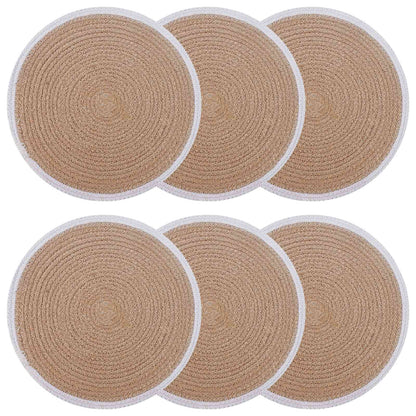 vidaXL Jute Placemets 6 pcs Natural and White 100% Tossa Jute