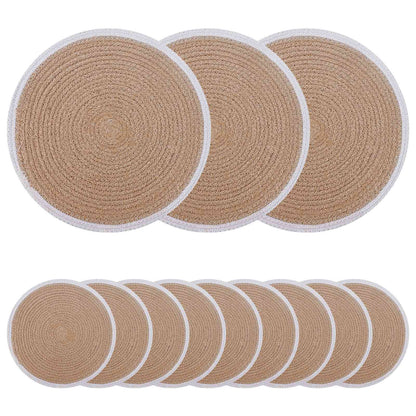 vidaXL Jute Placemets 12 pcs Natural and White 100% Tossa Jute