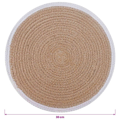 vidaXL Jute Placemets 12 pcs Natural and White 100% Tossa Jute