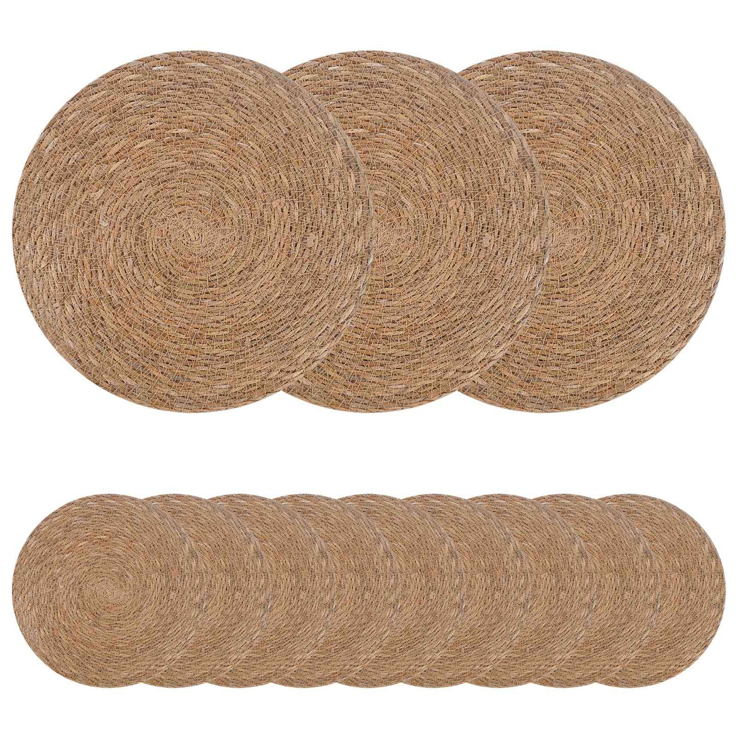 vidaXL Seagrass Placemets 12 pcs Natural 100% Seagrass