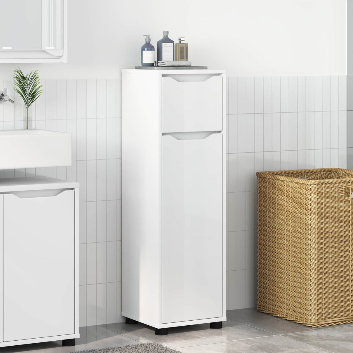 vidaXL Bathroom Cabinet White 30.5 x 30 x 101 cm Engineered Wood