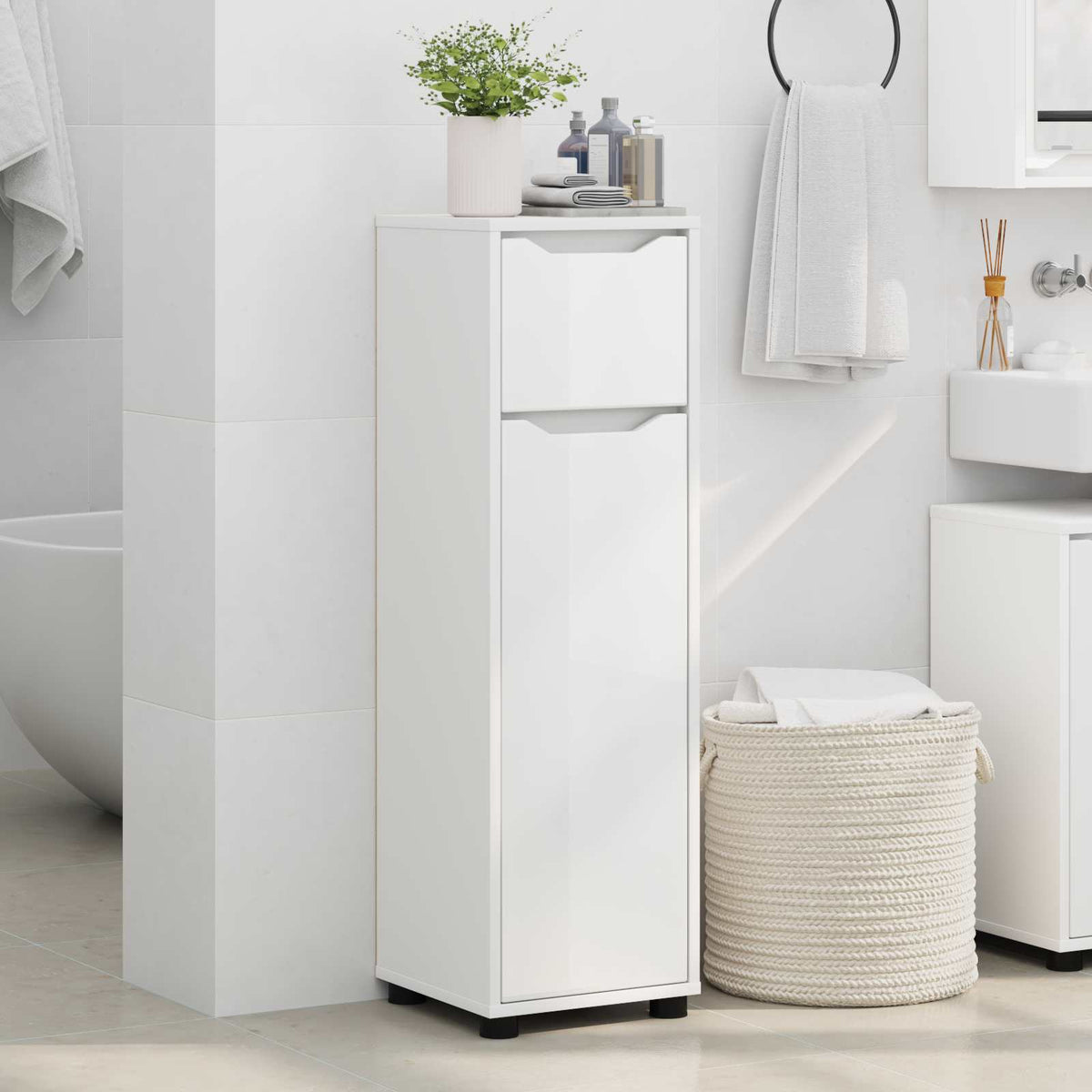 vidaXL Bathroom Cabinet White 30.5 x 30 x 101 cm Engineered Wood