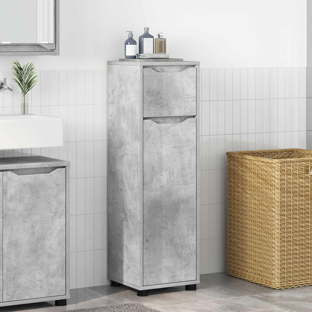 vidaXL Bathroom Cabinet Concrete Grey 30.5 x 30 x 101 cm