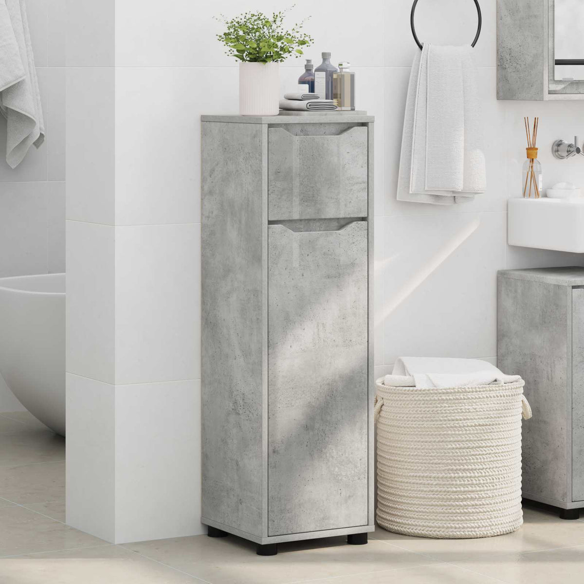 vidaXL Bathroom Cabinet Concrete Grey 30.5 x 30 x 101 cm