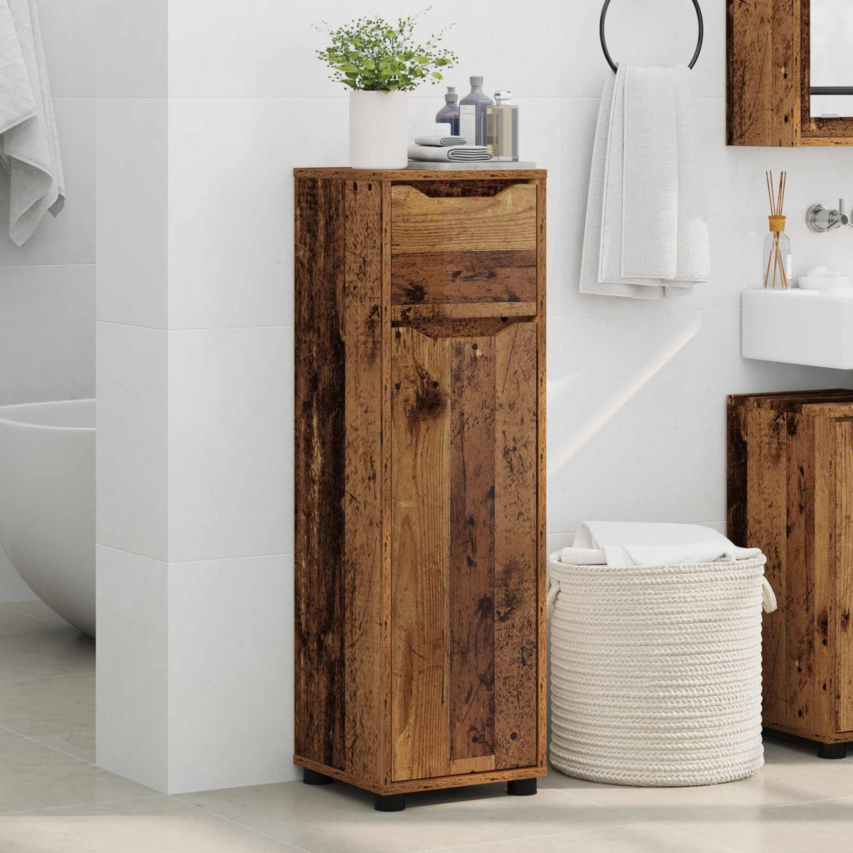 vidaXL Bathroom Cabinet Old Wood 30.5 x 30 x 101 cm Engineered Wood