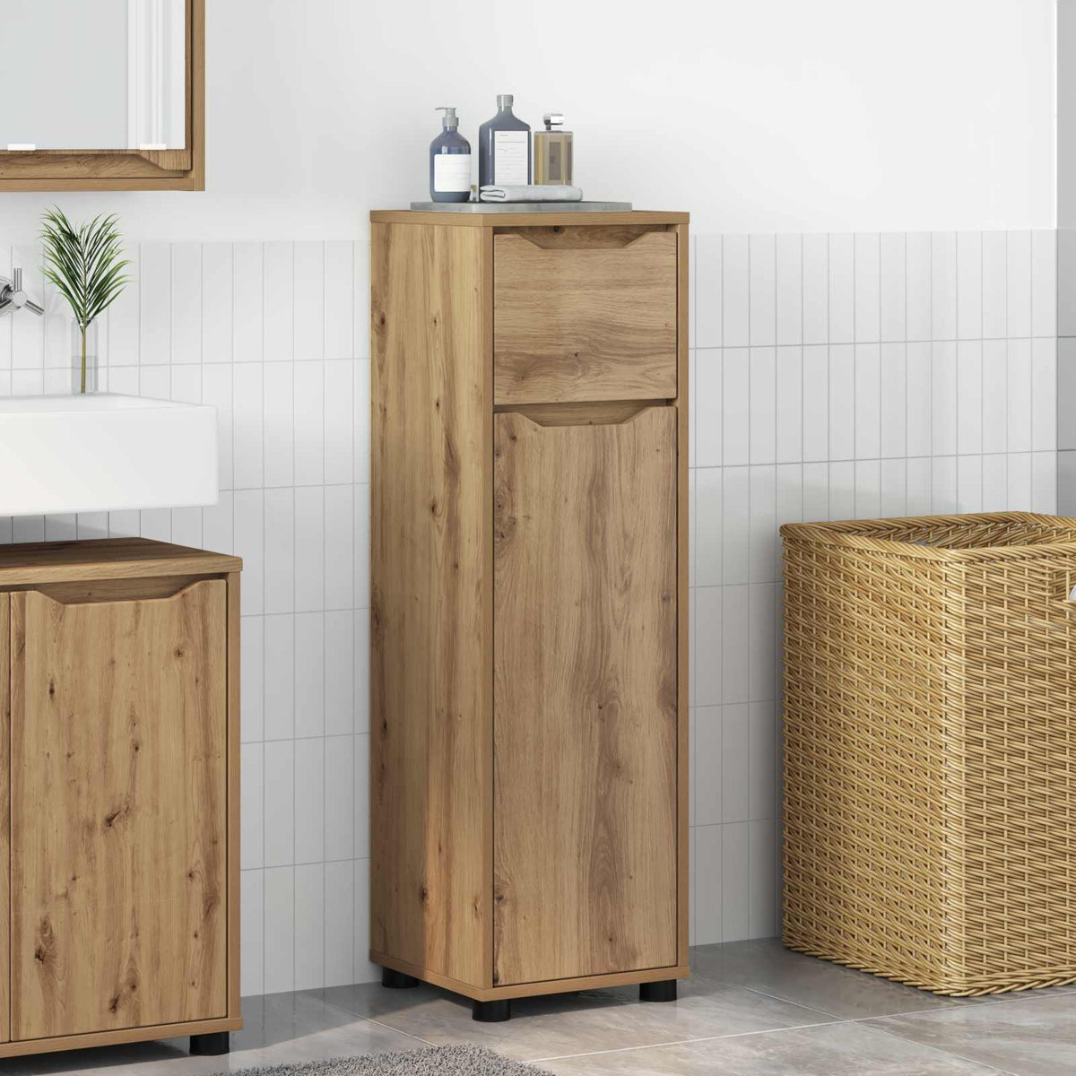 vidaXL Bathroom Cabinet Artisan Oak 30.5 x 30 x 101 cm Engineered Wood