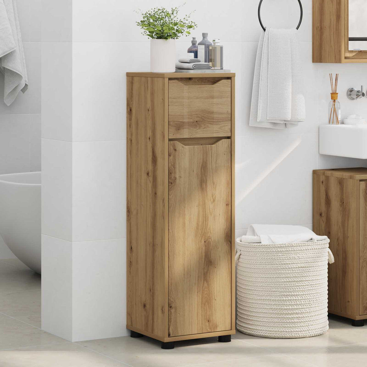 vidaXL Bathroom Cabinet Artisan Oak 30.5 x 30 x 101 cm Engineered Wood