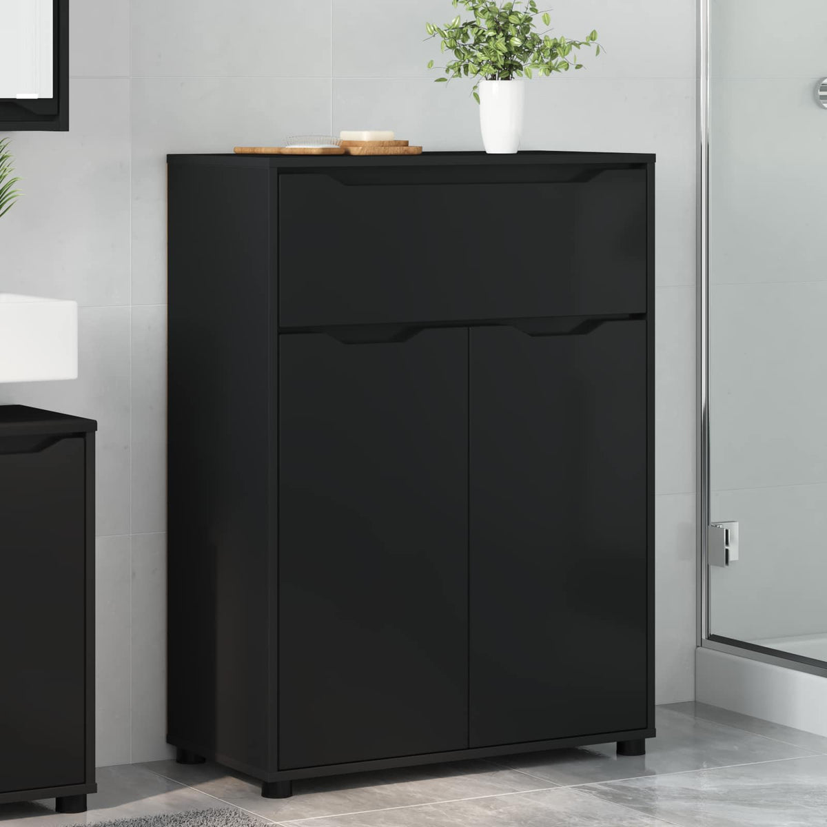 vidaXL Bathroom Cabinet Black 72.5 x 36.5 x 100 cm Engineered Wood