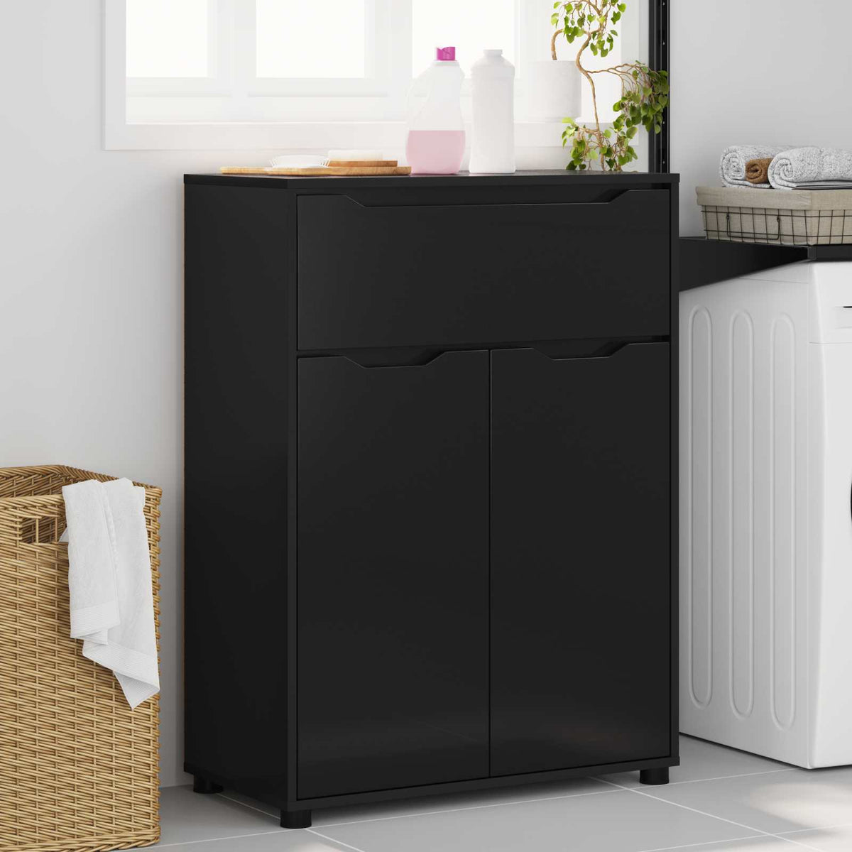 vidaXL Bathroom Cabinet Black 72.5 x 36.5 x 100 cm Engineered Wood