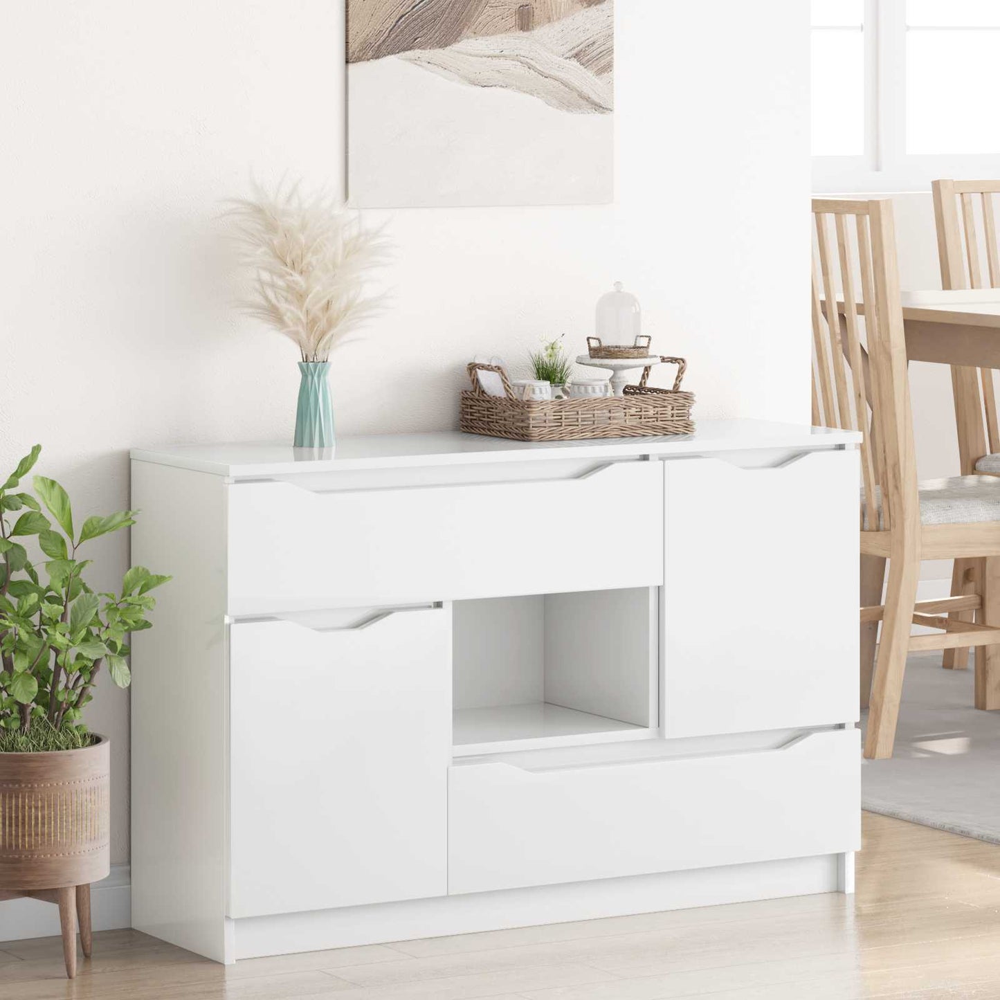 vidaXL Sideboard High Gloss White 100 x 30 x 65.6 Engineered Wood
