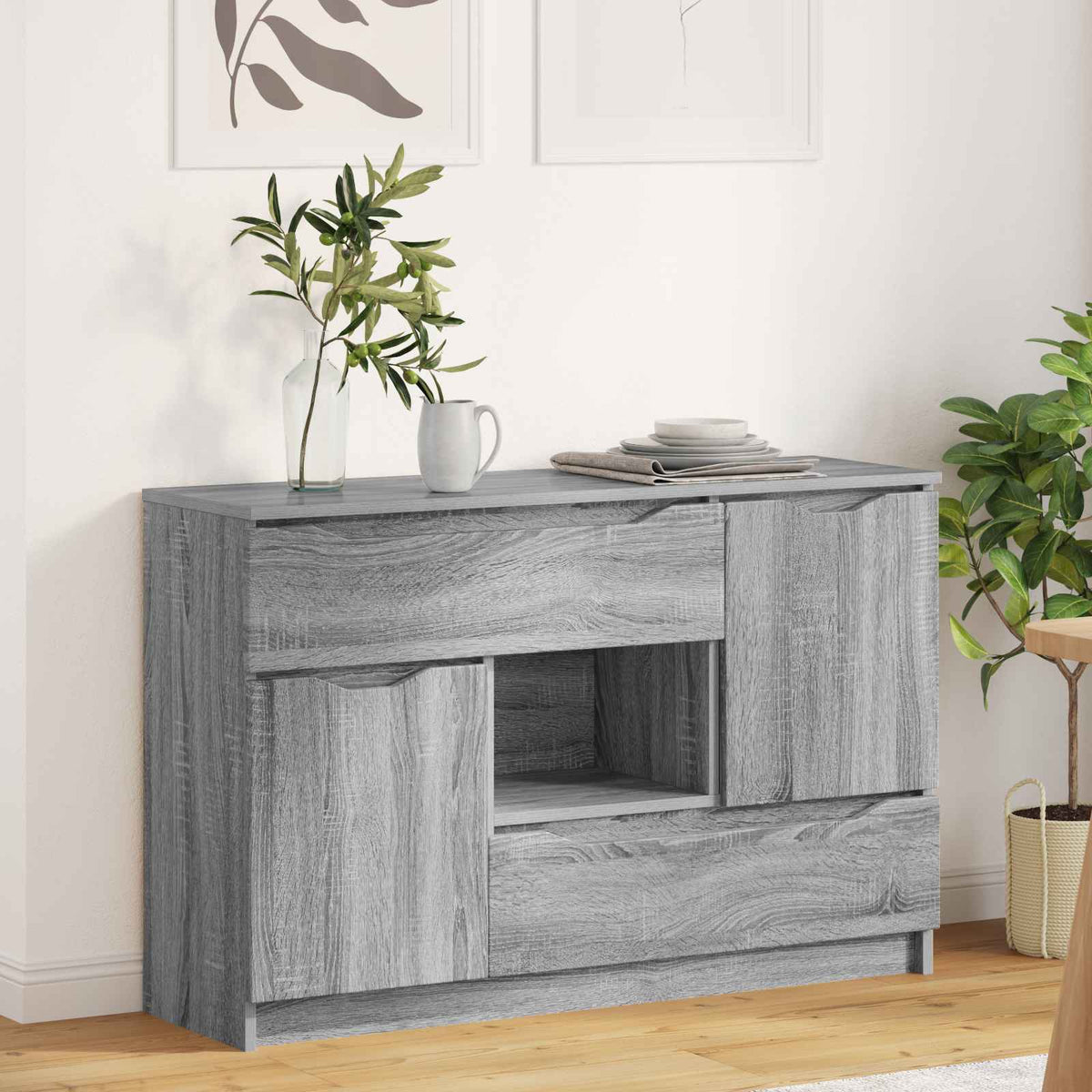 vidaXL Sideboard Grey Sonoma 100 x 30 x 65.6 Engineered Wood