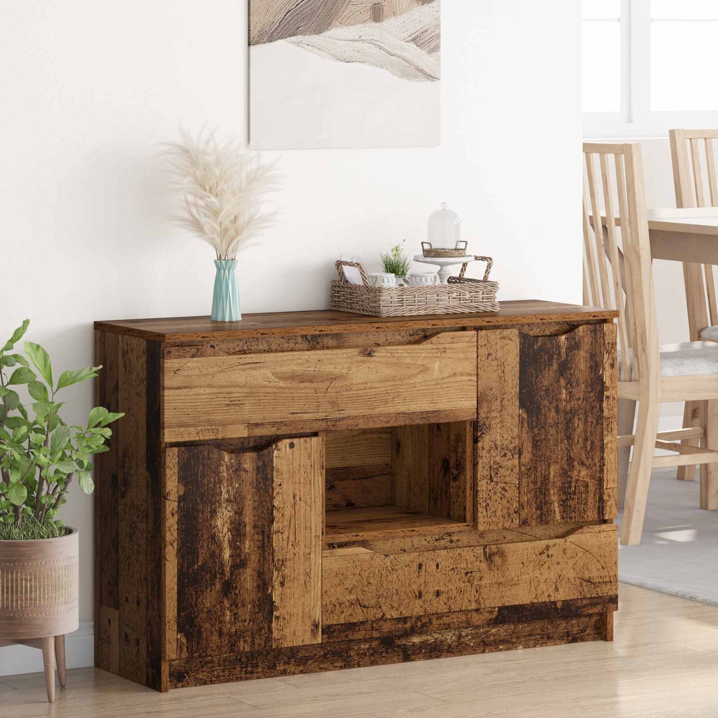 vidaXL Sideboard with Drawer Old Wood 100 x 30 x 65.6 Engineered Wood
