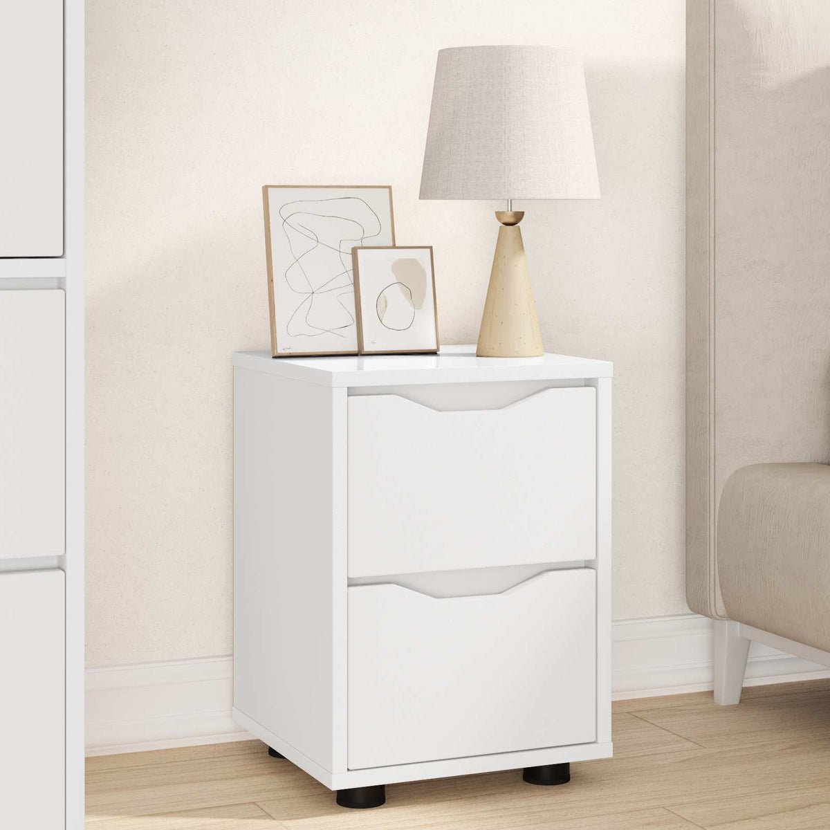 vidaXL Bedside Table White 30.5 x 30 x 43 cm Engineered Wood