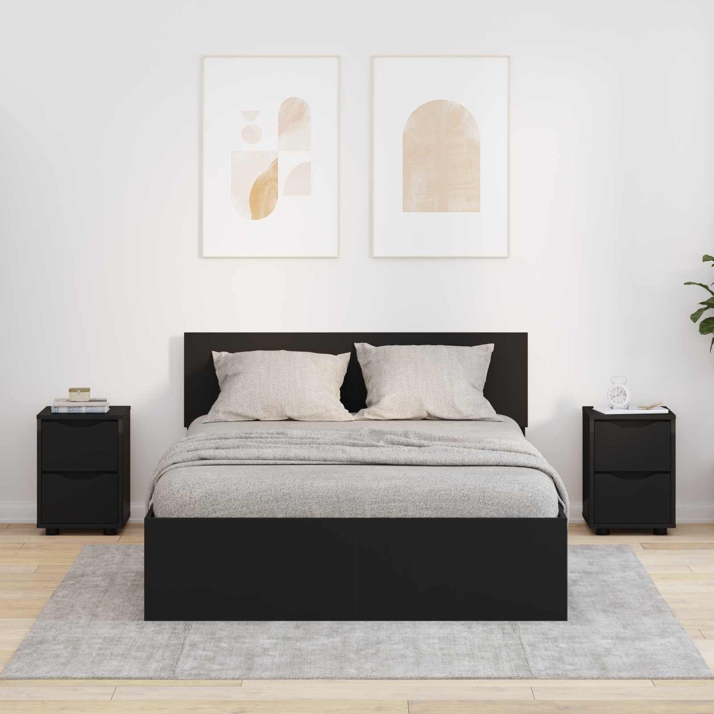 vidaXL Bedside Tables 2 pcs Black 30.5 x 30 x 43 cm Engineered Wood