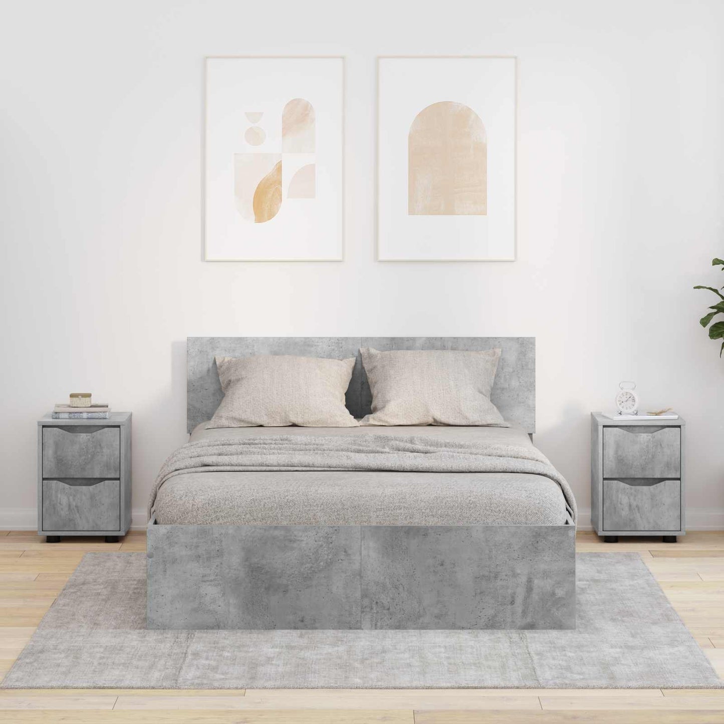 vidaXL Bedside Tables 2 pcs Concrete Grey 30.5 x 30 x 43 cm