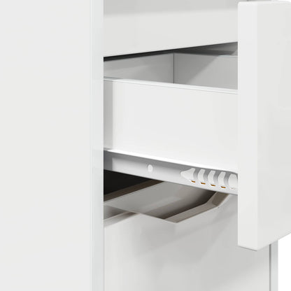 vidaXL Bedside Table with Drawer High Gloss White 30.5 x 30 x 43 cm