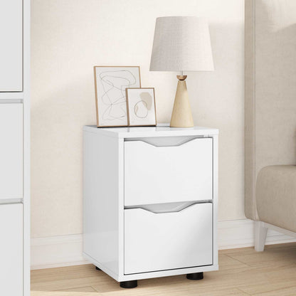 vidaXL Bedside Table with Drawer High Gloss White 30.5 x 30 x 43 cm