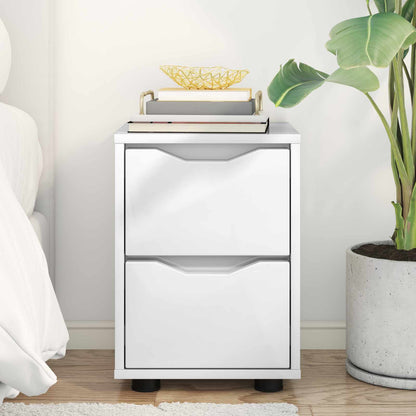 vidaXL Bedside Table with Drawer High Gloss White 30.5 x 30 x 43 cm