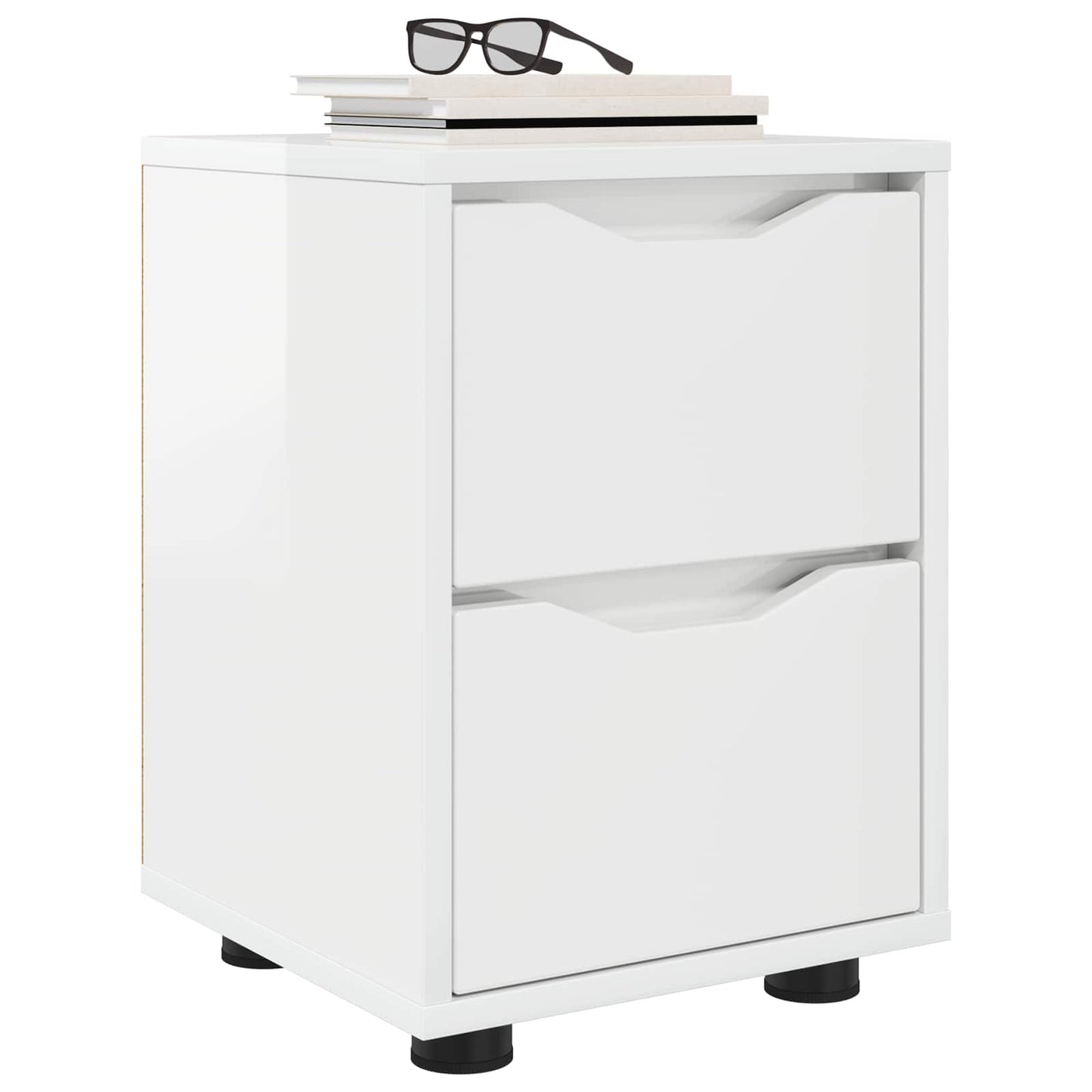 vidaXL Bedside Table with Drawer High Gloss White 30.5 x 30 x 43 cm