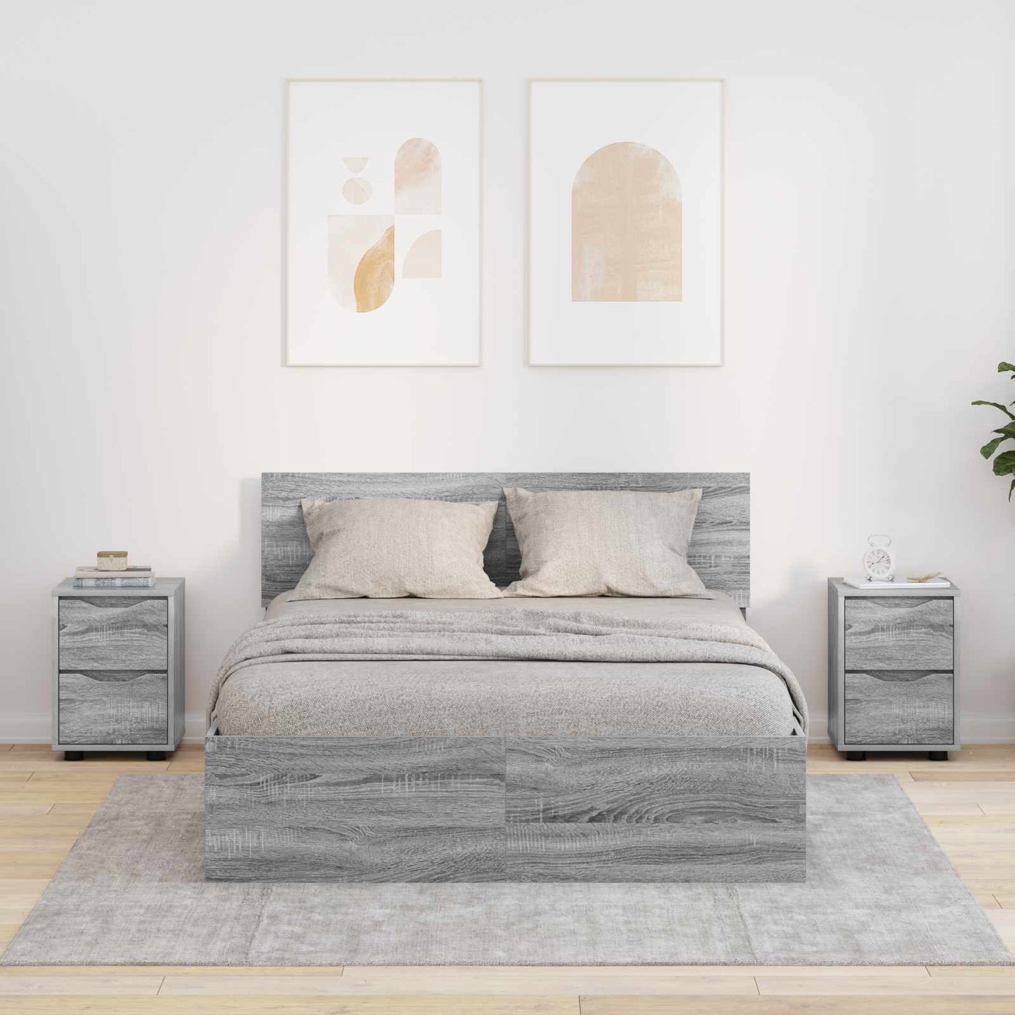 vidaXL Bedside Tables with Drawer 2 pcs Grey Sonoma 30.5 x 30 x 43 cm