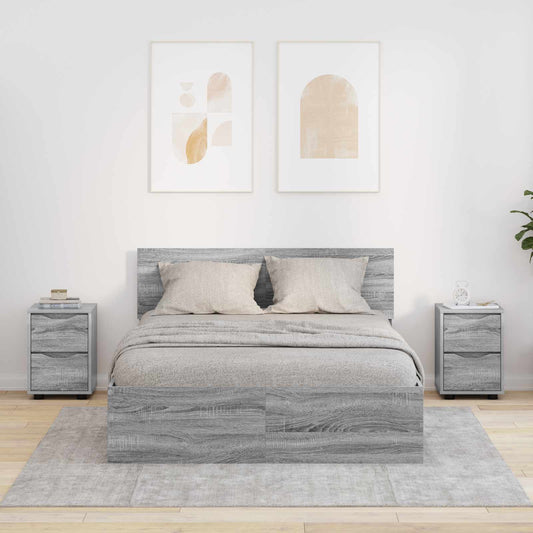 vidaXL Bedside Tables with Drawer 2 pcs Grey Sonoma 30.5 x 30 x 43 cm