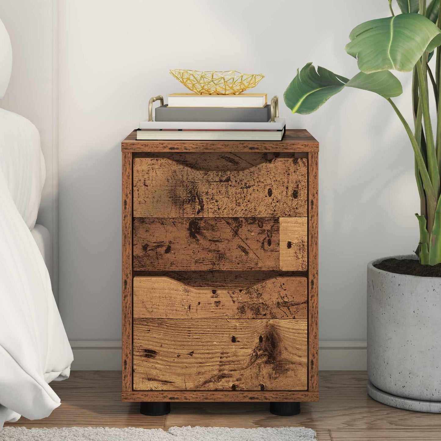 vidaXL Bedside Table Old Wood 30.5 x 30 x 43 cm Engineered Wood