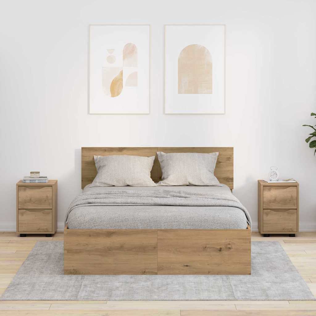 vidaXL Bedside Tables with Drawer 2 pcs Artisan Oak 30.5 x 30 x 43 cm