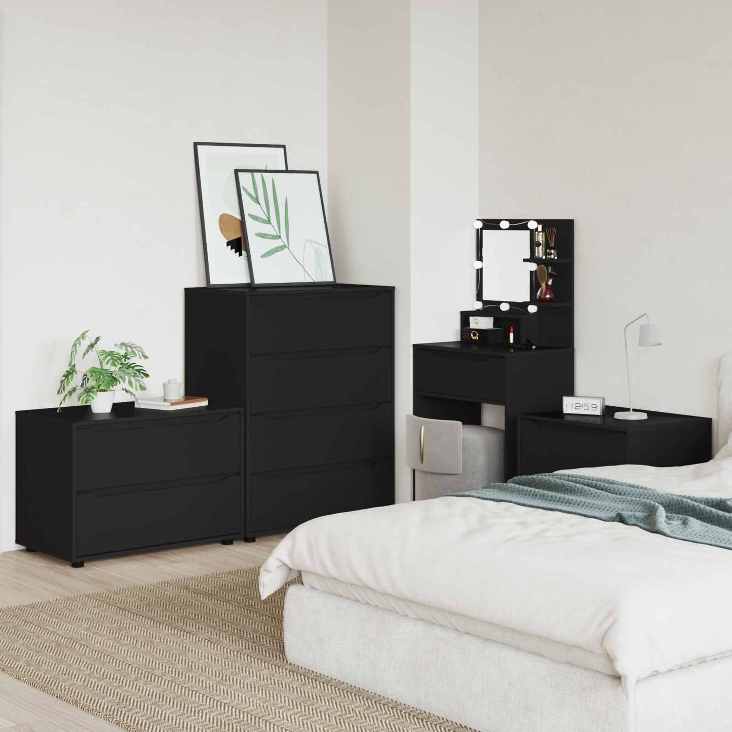 vidaXL Storage Cabinet 80 x 48 x 57 cm Engineered Wood Black