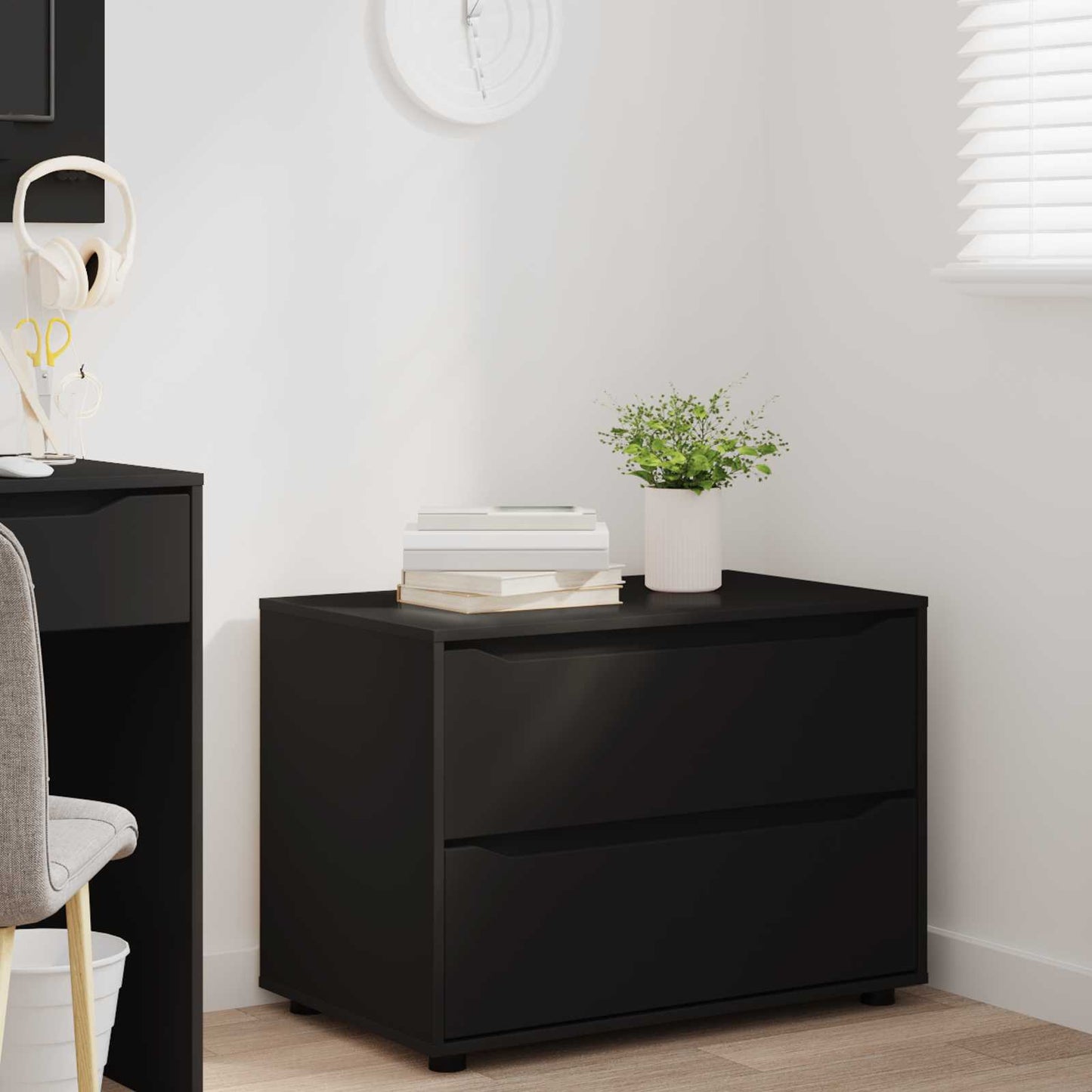 vidaXL Storage Cabinet 80 x 48 x 57 cm Engineered Wood Black