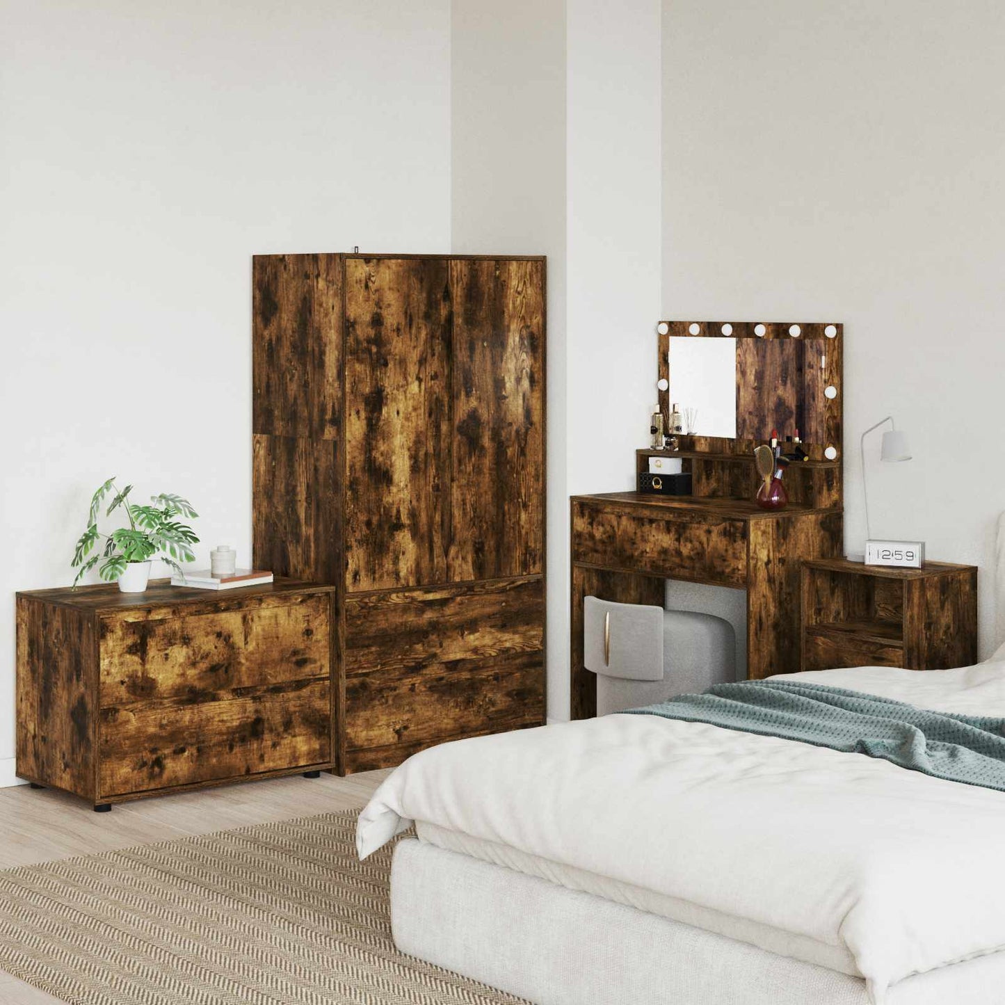 vidaXL Storage Cabinet Smoked Oak 80 x 48 x 57 cm Engineered Wood