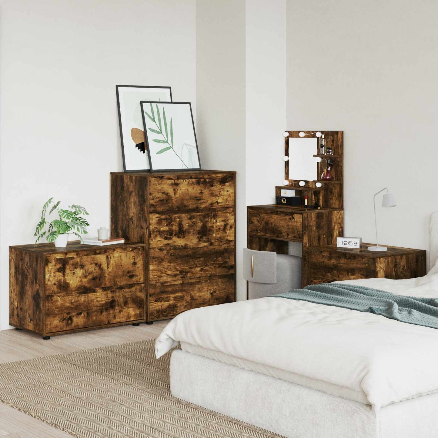 vidaXL Storage Cabinet Smoked Oak 80 x 48 x 57 cm Engineered Wood