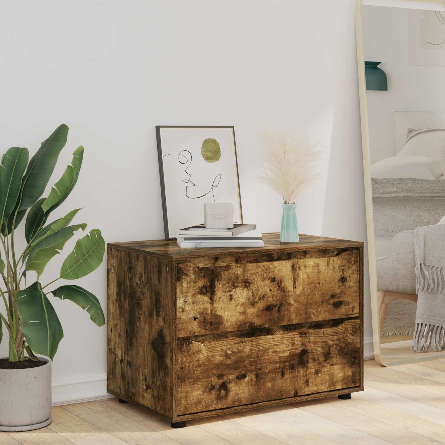 vidaXL Storage Cabinet Smoked Oak 80 x 48 x 57 cm Engineered Wood