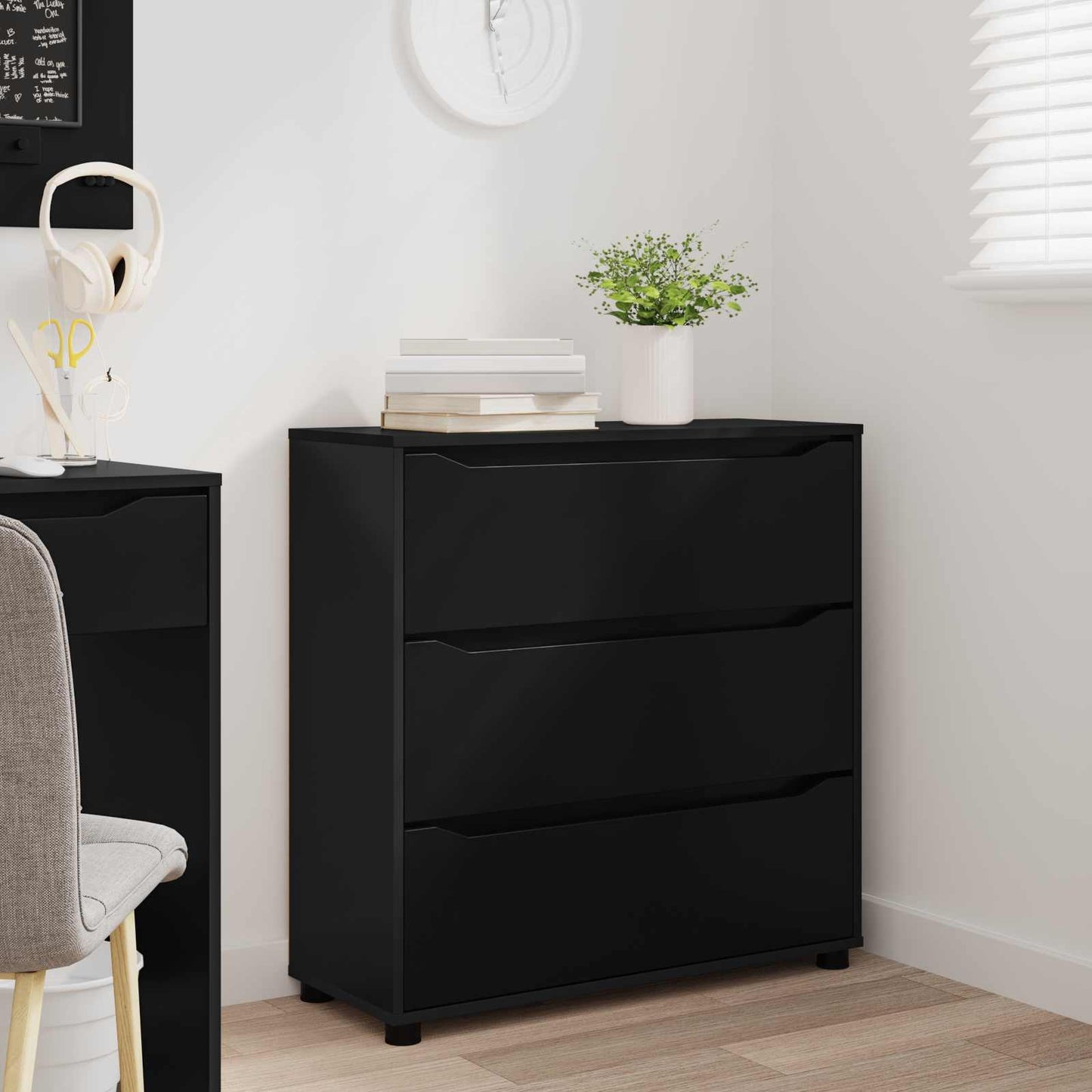 vidaXL Storage Cabinet Black 80 x 31 x 81 cm Engineered Wood