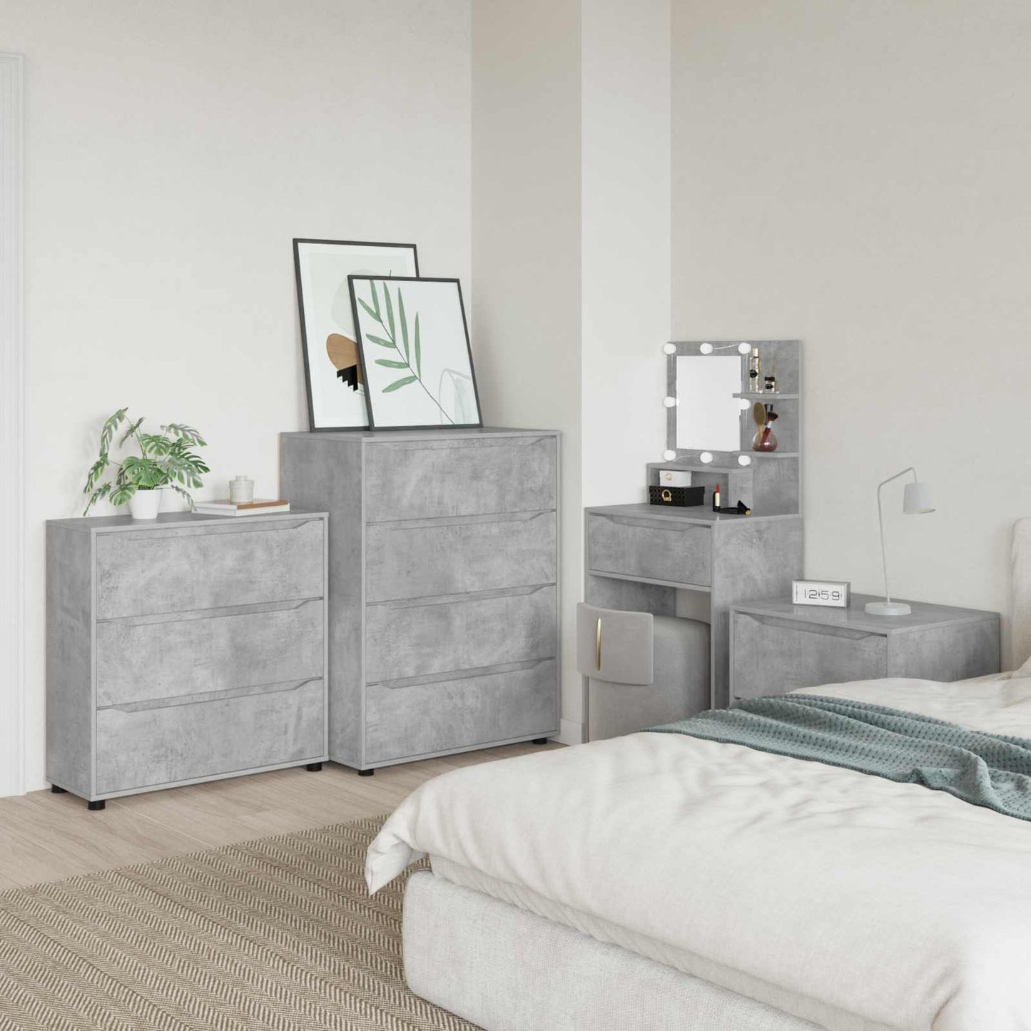 vidaXL Storage Cabinet Concrete Grey 80 x 31 x 81 cm Engineered Wood