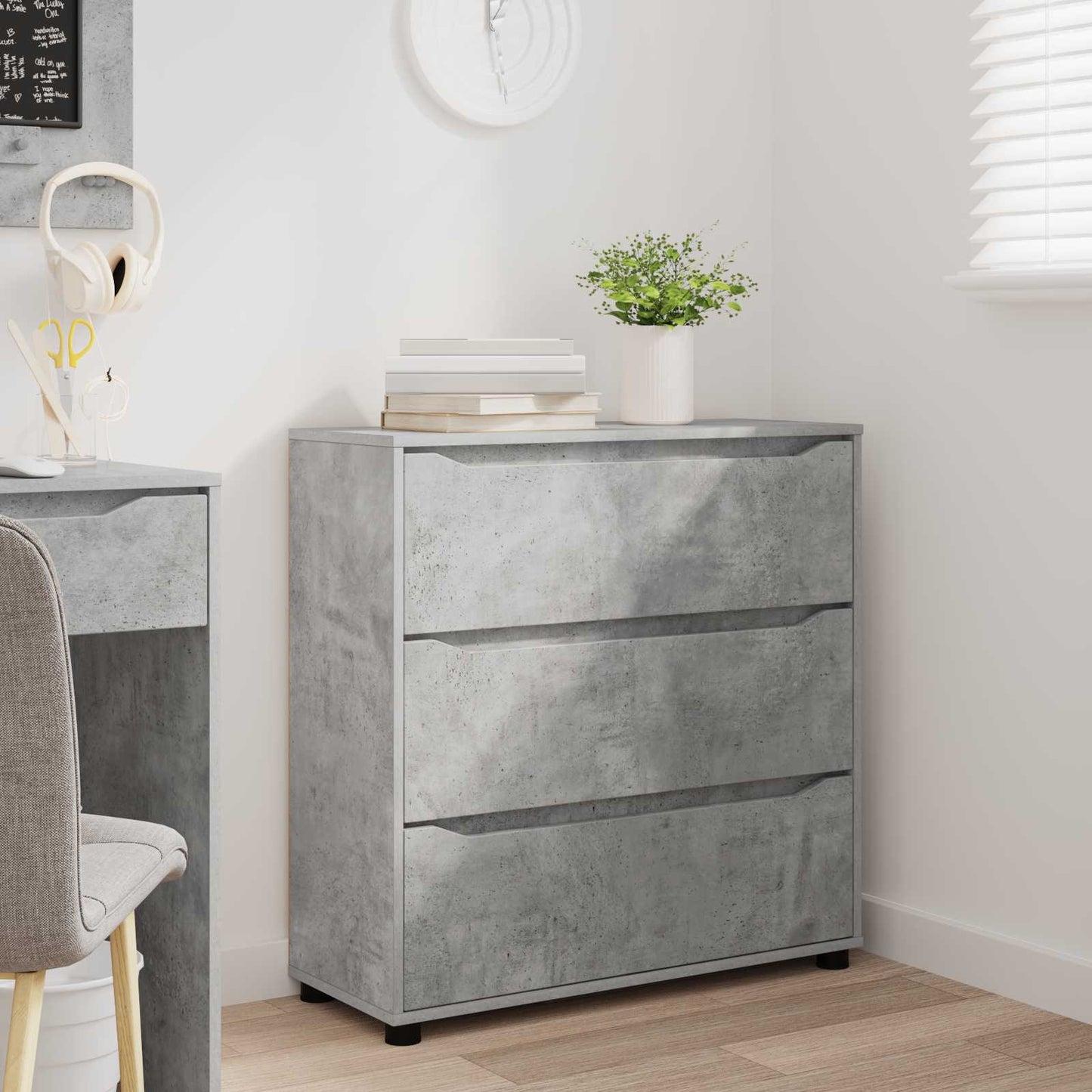 vidaXL Storage Cabinet Concrete Grey 80 x 31 x 81 cm Engineered Wood
