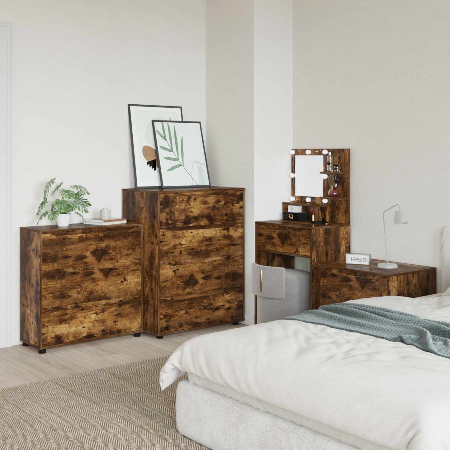 vidaXL Storage Cabinet Smoked Oak 80 x 31 x 81 cm Engineered Wood