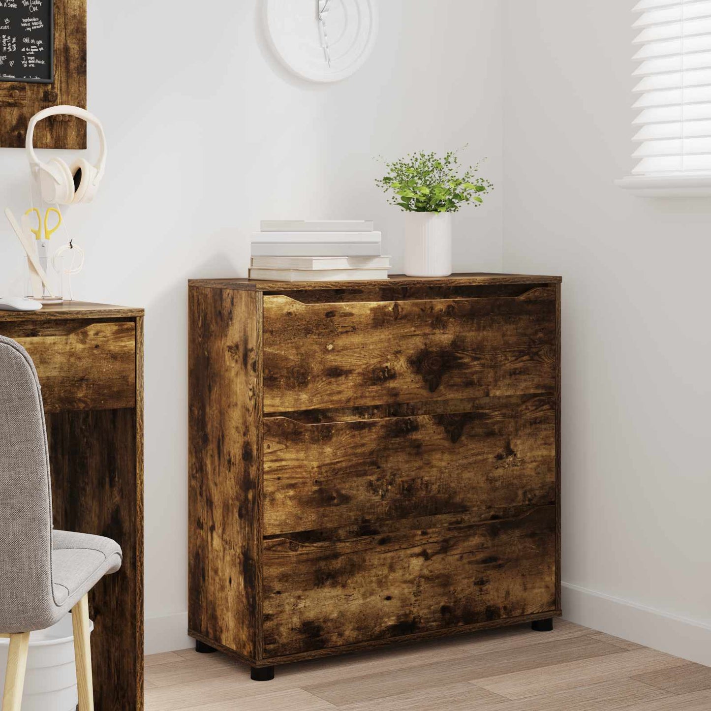 vidaXL Storage Cabinet Smoked Oak 80 x 31 x 81 cm Engineered Wood