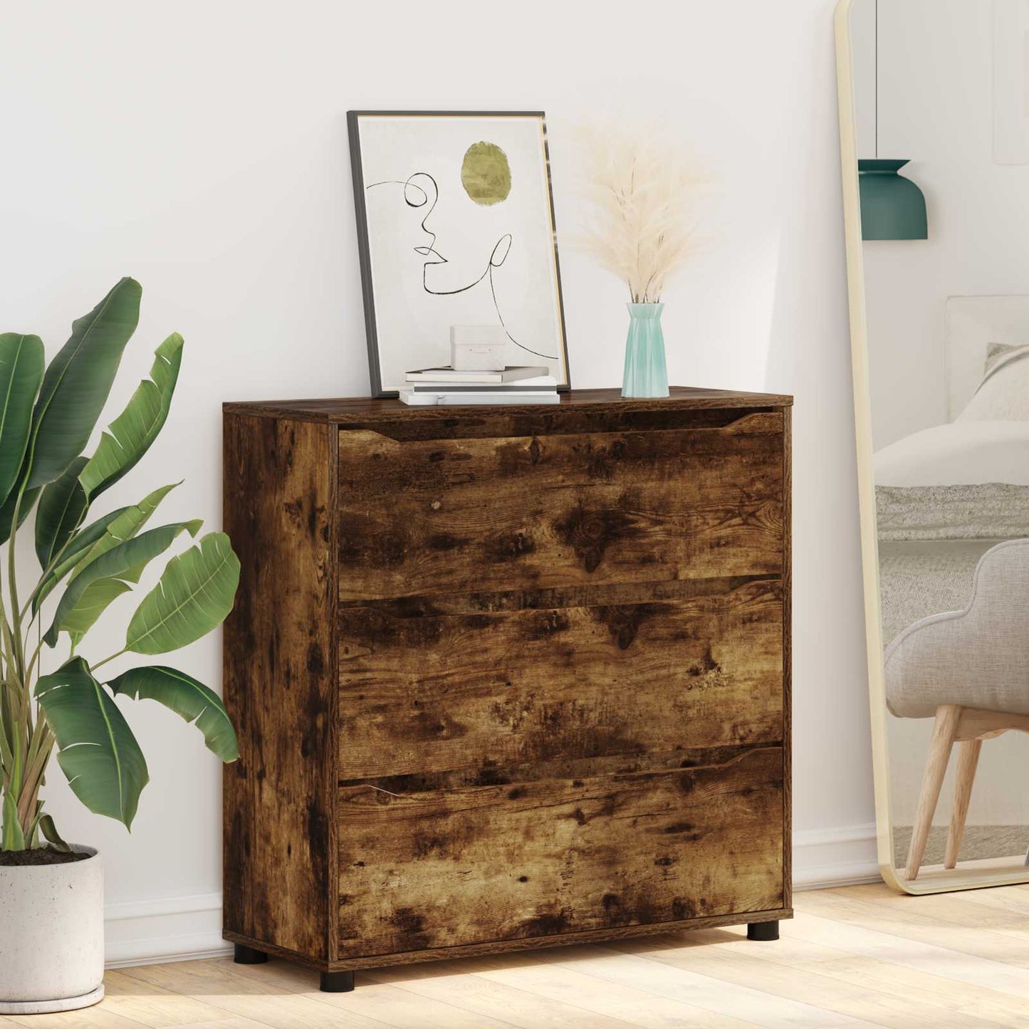 vidaXL Storage Cabinet Smoked Oak 80 x 31 x 81 cm Engineered Wood