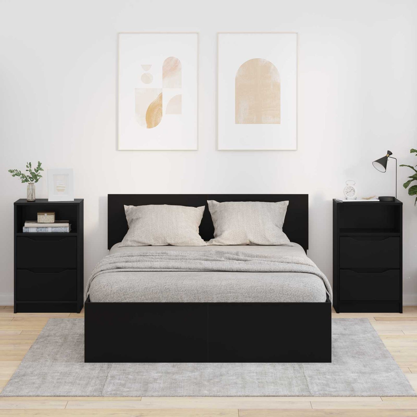 vidaXL Bedside Tables 2 pcs Black 40 x 30 x 467 cm Engineered Wood